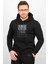 Üç Iplik Şardonlu Baskılı Kapüşonlu Sweatshirt Siyah EDW197 1