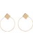 Square Round Geometric Hanging Earrings (Gold) (Yurt Dışından) 1