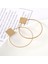 Square Round Geometric Hanging Earrings (Silver) (Yurt Dışından) 4