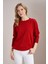 Kadın Kırmızı Bisiklet Yaka Basic Triko Kazak 1