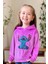 Kız Çocuk Stitch Karakter Baskılı Pullu Sweatshirt Mor Kadife Eşofman Takım 3