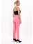 Beli Lastikli Fermuarlı Boru Paça Pantolon -Pembe 3