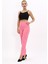 Beli Lastikli Fermuarlı Boru Paça Pantolon -Pembe 5