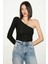 Bloom Asimetrik Slim Fit Siyah Bluz 3