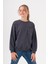 Kız Çocuk Cep Omuz Şeritli Sweatshirt - Füme 1