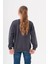 Kız Çocuk Cep Omuz Şeritli Sweatshirt - Füme 3