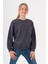 Kız Çocuk Cep Omuz Şeritli Sweatshirt - Füme 4