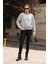 Sweatshirt Gri Kadın Yarım Fermuarlı Özel Tasarım 1
