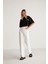 Carıssa Kadın Bisiklet Yaka Baskı Detaylı Crop Siyah T-Shirt 4