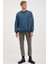 Allen Erkek Parçalı Arkası Uzun Yırtmaclı Polarsız Yuvarlak Yakalı Petrol Yeşili Sweatshirt 2
