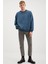 Allen Erkek Parçalı Arkası Uzun Yırtmaclı Polarsız Yuvarlak Yakalı Petrol Yeşili Sweatshirt 4