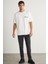 Brendan Erkek Bisiklet Yaka %100 Pamuk Nakış ve Baskı Detaylı Ekru T-Shirt 2