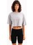 100% Pamuk Crop Bisiklet Yaka Gri Kadın T-Shirt - Maia 4