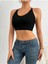 U Yaka Boyun Askılı Siyah Renk Fitilli Crop Top Büstiyer 5