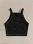 Düz Yaka Askılı Siyah Renk Fitilli Crop Top Büstiyer 2