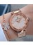 Kesme Camlı 33 mm Rose Gold Şık Kadın Kol Saati, Zirkon Taşlı Bileklik Hediyeli 1