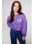 Clara Kadın Hafif Dökümlü Yakası Dantelli Askılı Büyük Beden Mor Sweatshirt 2