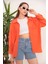 Modal Kumaş Oversize Kadın Gömlek-Oranj 2