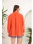 Modal Kumaş Oversize Kadın Gömlek-Oranj 5