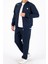 Erkek Indigo Bisiklet Yaka Düz Paça 3 Iplik Şardonlu Kışlık Büyük Beden Eşofman Takımı EDY5721B-İ 2