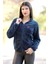 Kadın Fermuarlı Polar Indigo Çift Cepli Kalp Nakış Detaylı Dik Yaka Outdoor Hırka - 7017 4