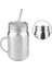 Kolu ile 500 ml Çift Katmanlı Paslanmaz Çelik Kavanoz Fincan Saman Fincan Içme Fincan Meyve Suyu Su Şişesi Moda Su Bardağı | Su Tencere ve Amp;su Isıtıcısı (Yurt Dışından) 2