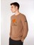 Açık Kahve Erkek Bisiklet Yaka Relaxed Fit Nakışlı Sweatshirt D4WM-SWT3332 1
