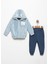 Unısex Bebek Atkılı Ayı Nakışlı Lacivert 6 Ay Peluş Hırka Pamuklu Şardonlu Jogger Takım FV-13334LAC06A 1