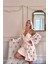 Ekru Balon Desenli Termal Gecelik Sabahlıklı Kadın Pijama Takımı 4