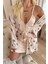 Ekru Balon Desenli Termal Gecelik Sabahlıklı Kadın Pijama Takımı 5