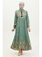 Nakış Desenli Elbise 4089-02 Mint Yeşili 1