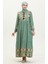Nakış Desenli Elbise 4089-02 Mint Yeşili 3