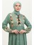 Nakış Desenli Elbise 4089-02 Mint Yeşili 4