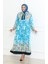 Büyük Beden Desenli Viskon Elbise 5071-03 Turkuaz 1