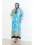 Büyük Beden Desenli Viskon Elbise 5071-03 Turkuaz 2