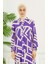 Geometrik Desen Elbise 4106-02 Lila 4