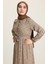 Çiçek Desenli Elbise 4066-02 Vizon 4