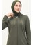 Kapüşonlu Cepli Spor Ferace 3011-02 Haki 3
