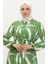 Viskon Fırça Desen Büzgülü Elbise 81869-03 Yeşil 5