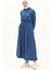 Kapüşonlu Beli Büzgülü Ferace 61346-06 Indigo 2