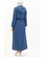 Kapüşonlu Beli Büzgülü Ferace 61346-06 Indigo 5