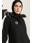 Broşlu Kaşe Kaban 611570-01 Siyah 4