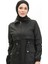 Beli Büzgülü Trençkot 61331-01 Siyah 3
