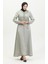Simli Keten Kuşaklı Elbise 81863-06 Mint Yeşili 3