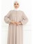 Kolu Lastikli Düğmeli Elbise 3031-06 Vizon 5
