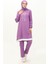 Aerobin Kumaş Garnili Tunik Pantolon Ikili Takım 1003-06 Lila 1