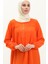 Düğmeli Robalı Elbise 1001-02 Oranj 3