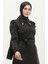 Simli Keten Kuşaklı Elbise 81857-01 Siyah 4