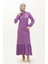 Aerobin Kumaş Fırfırlı Elbise 1006-07 Lila 2