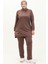 Büyük Beden Cepli Eşofman Takım 11042-02 Kahverengi 1